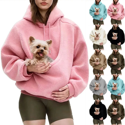 Pet Carrier Sweatshirt Hoodie for Small Dogs and Cats, Hands-Free Wearable Pouch Front Pack, Cozy Travel Walking Hiking Outfits